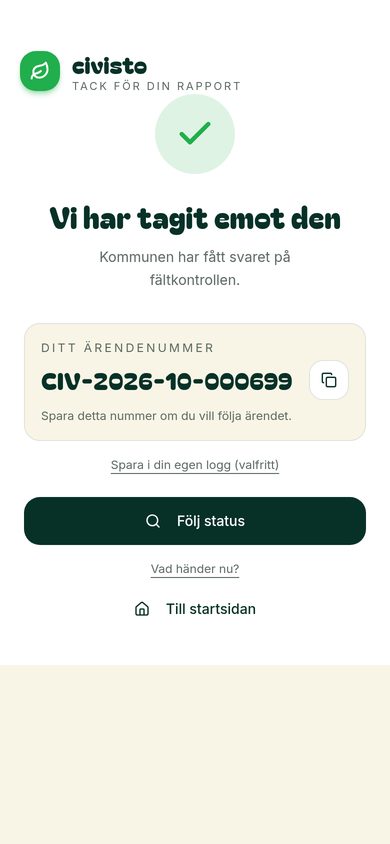Kvittot i mobilen med ärendenumret